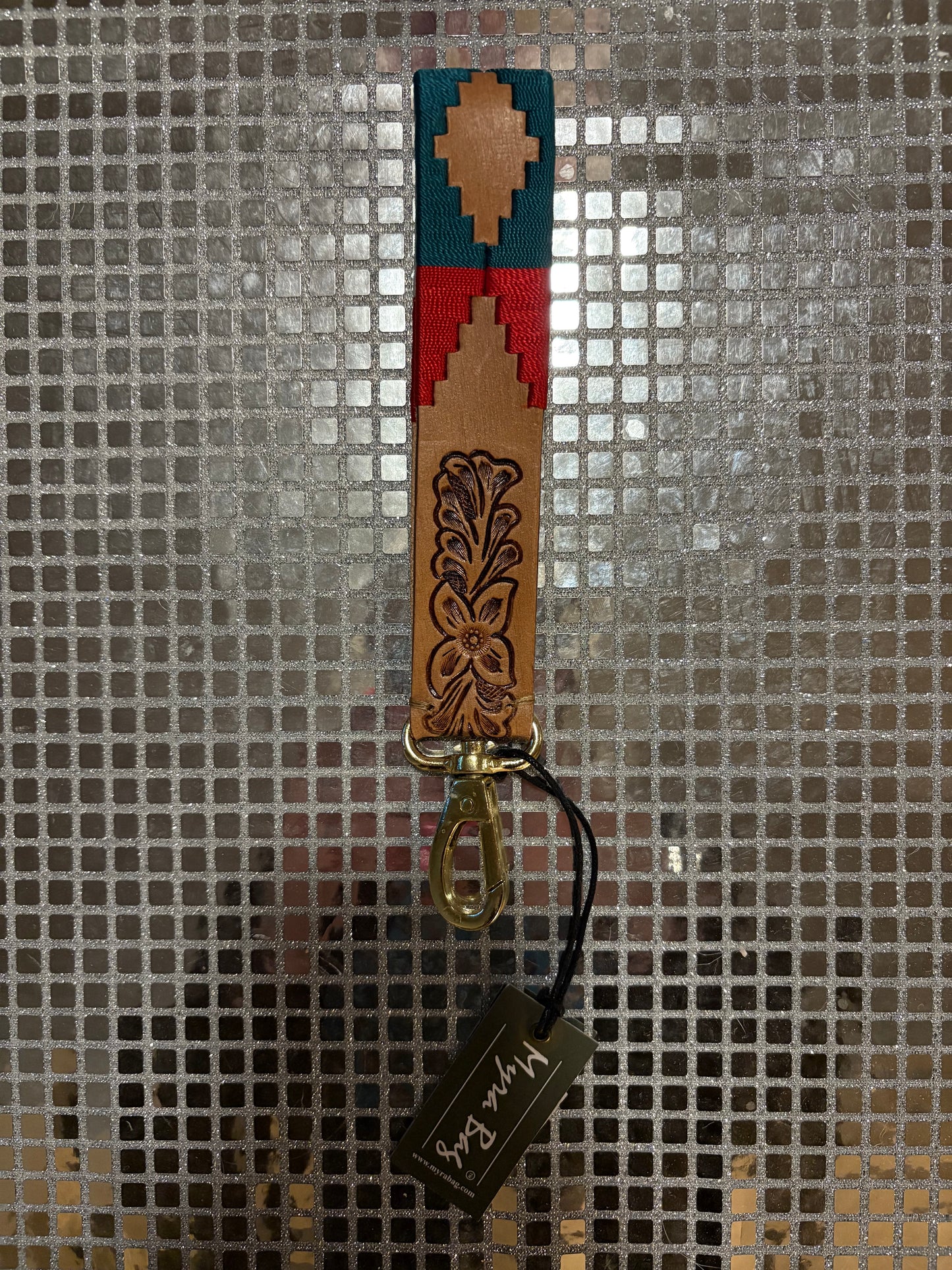 Red & Turquoise Aztec Key Fob