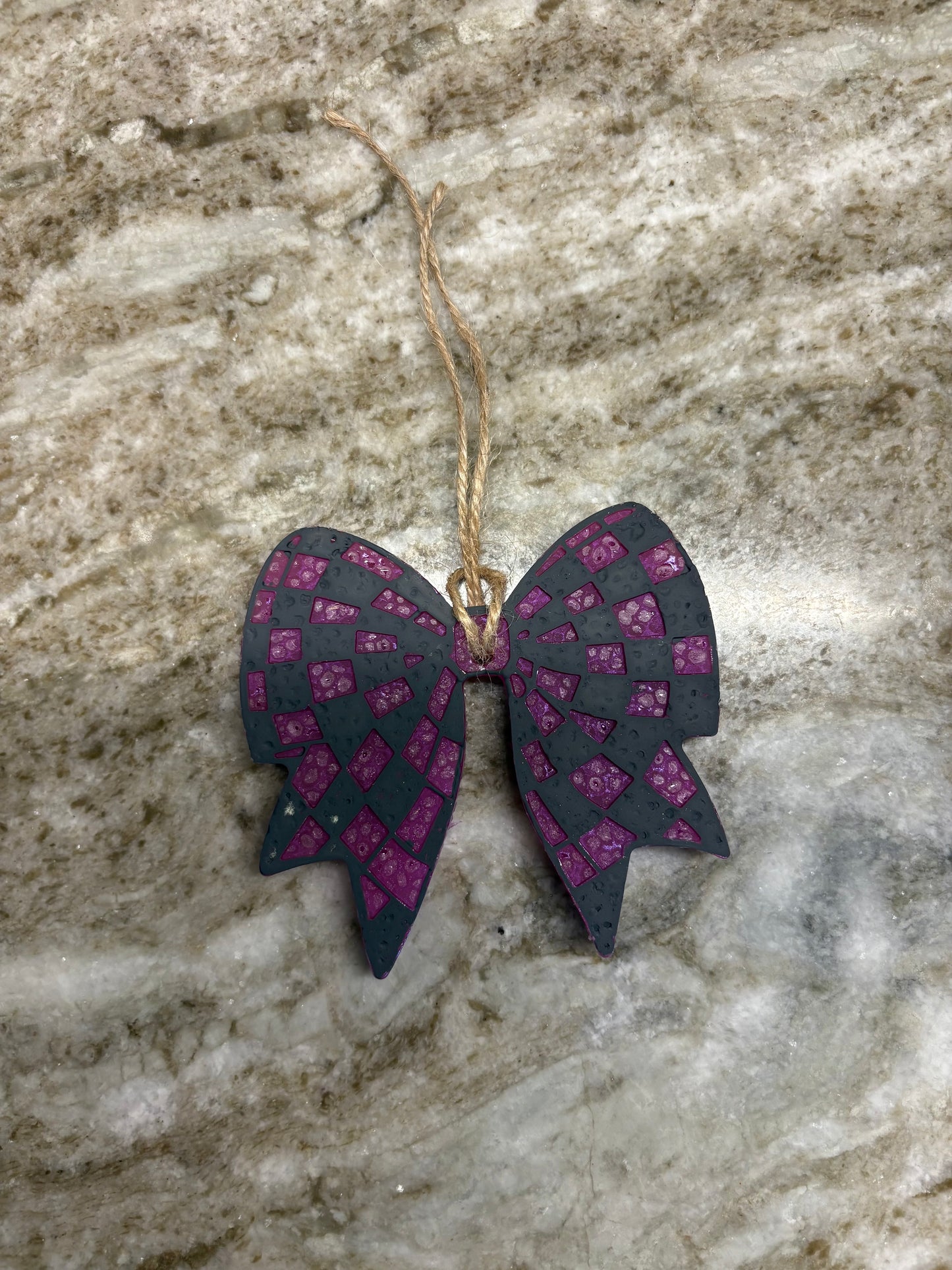Purple checkered bow