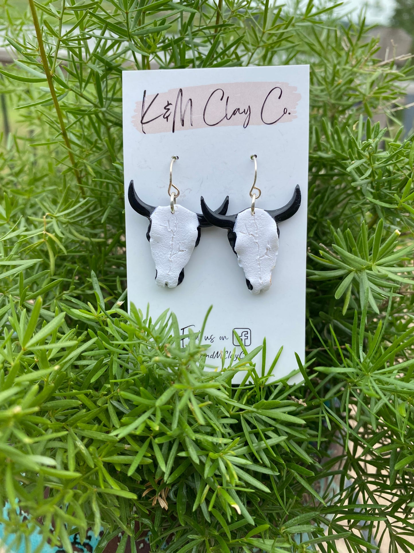 Black & White Longhorn Earrings