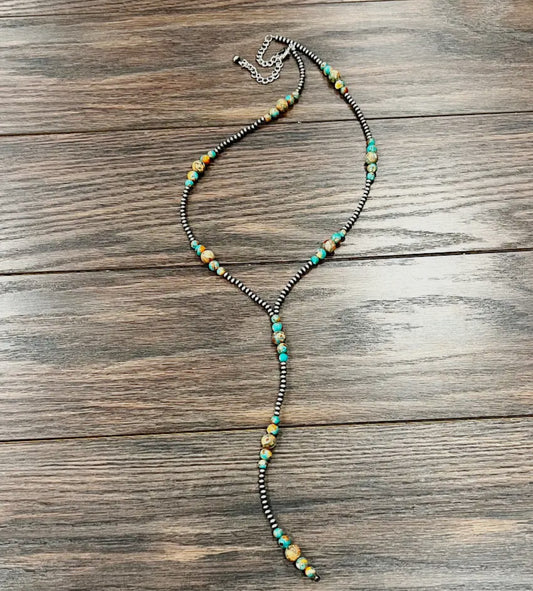 31” Orange & Turquoise Tassel Necklace