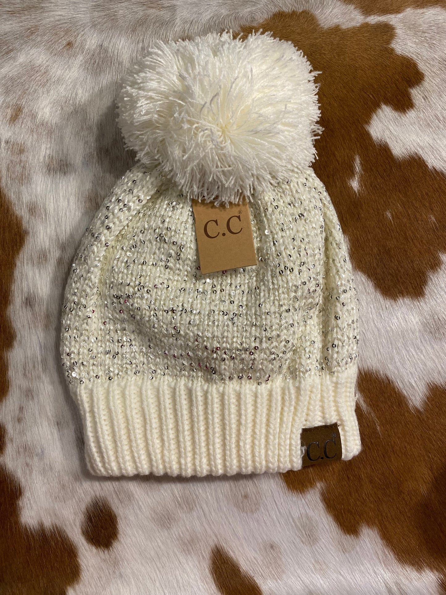 Ivory Glitter C.C Beanie