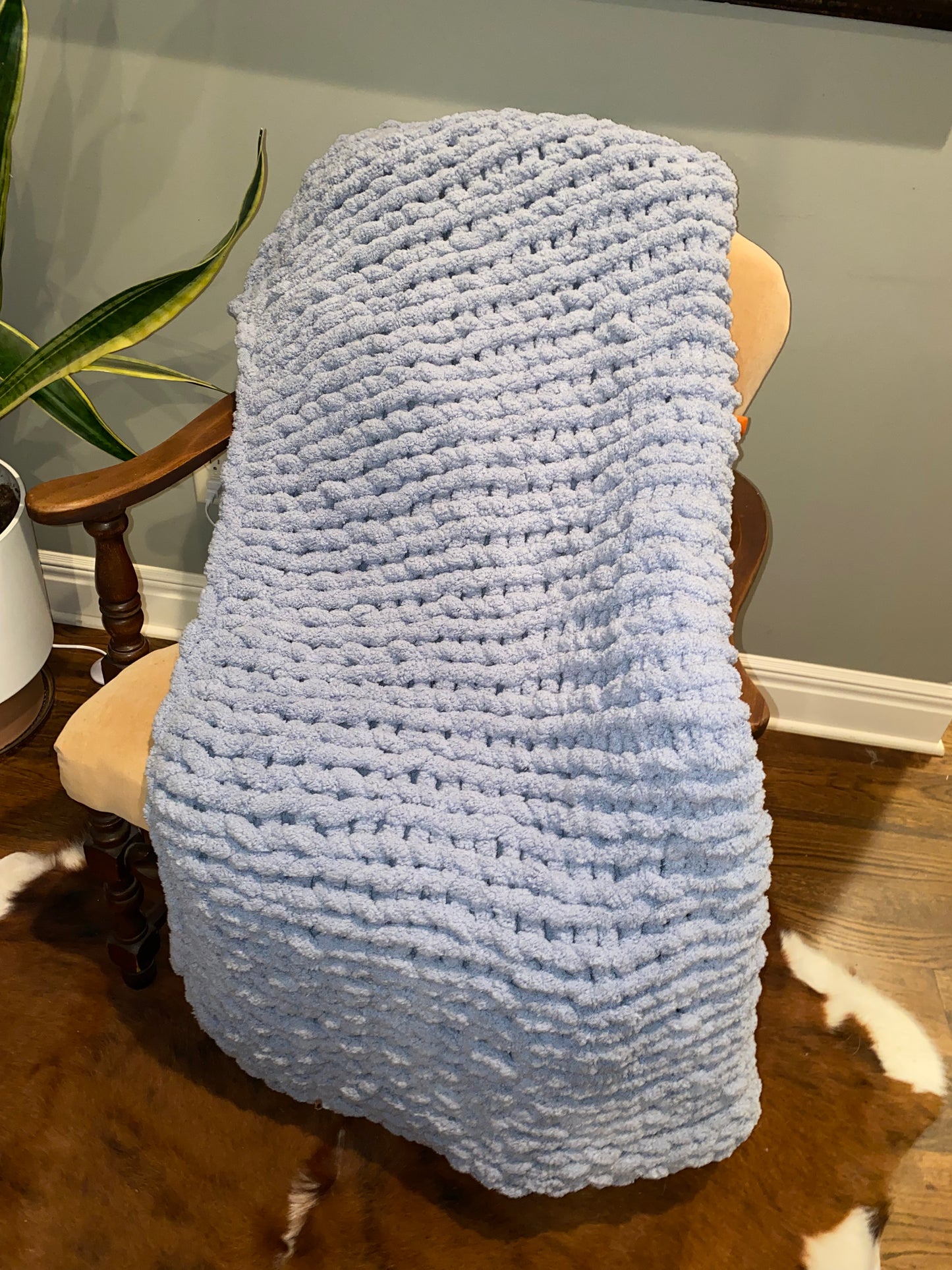 Baby Blue Chunky Knit Blanket