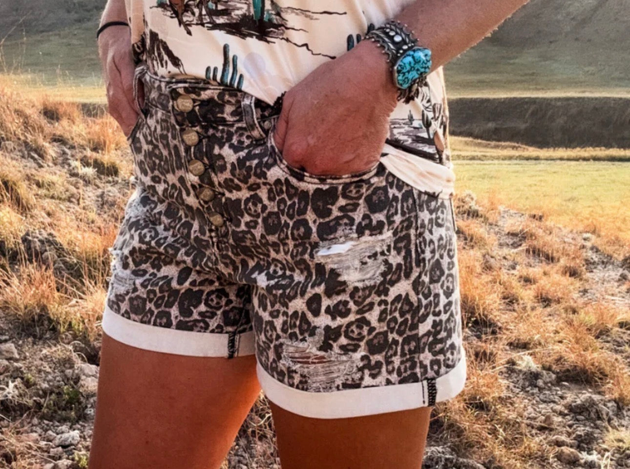 Cheetah Jean Shorts
