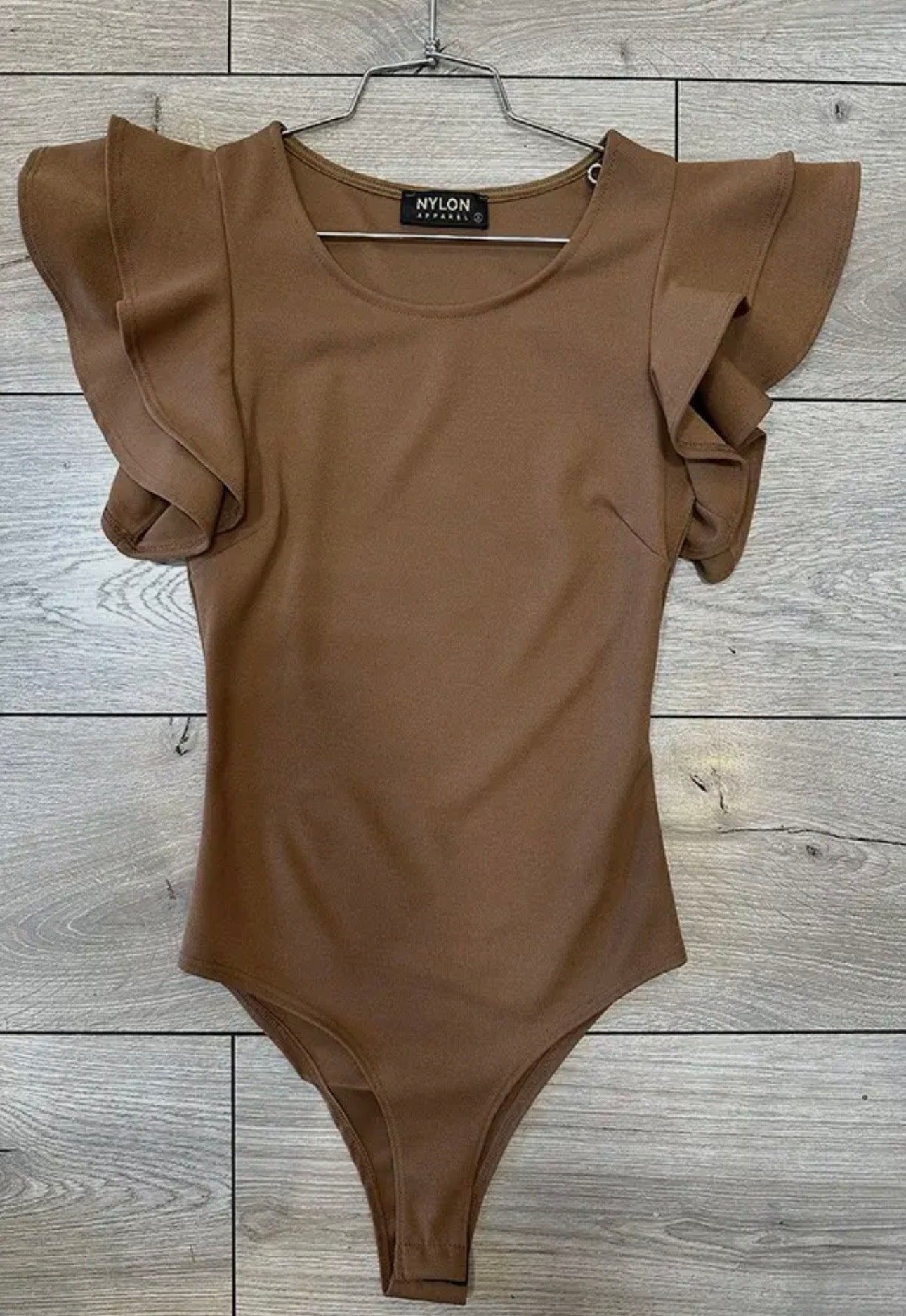 Brown Ruffle Body Suit