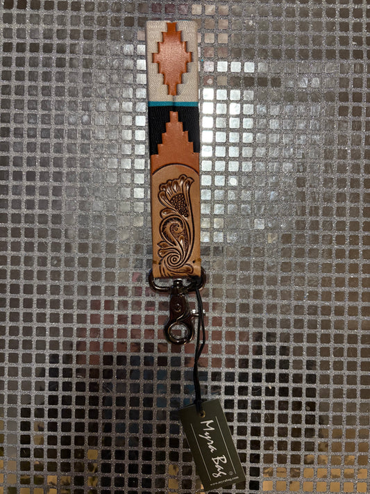 Rust and Black Aztec Key Fob