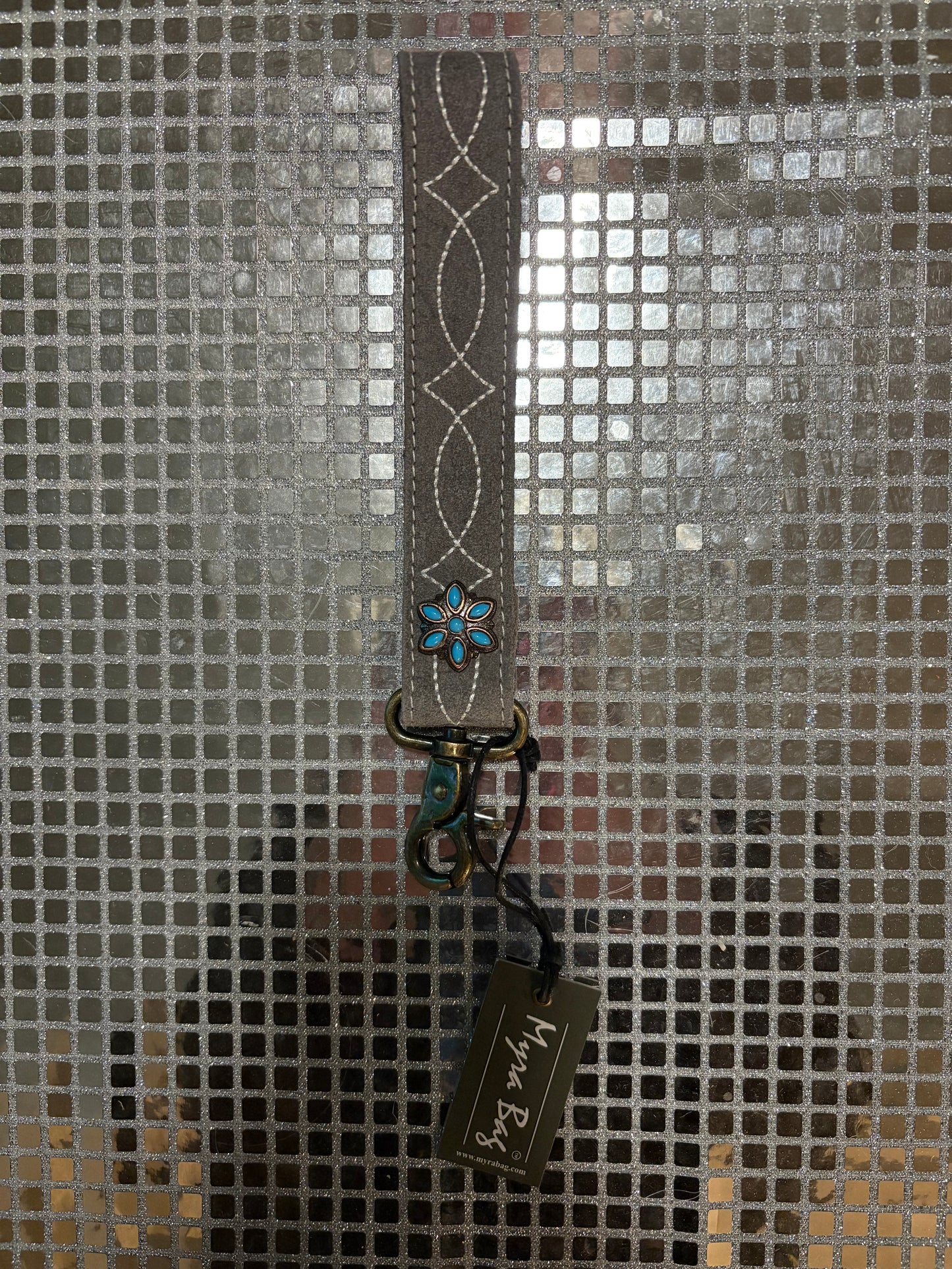 Grey Stitch Key Fob