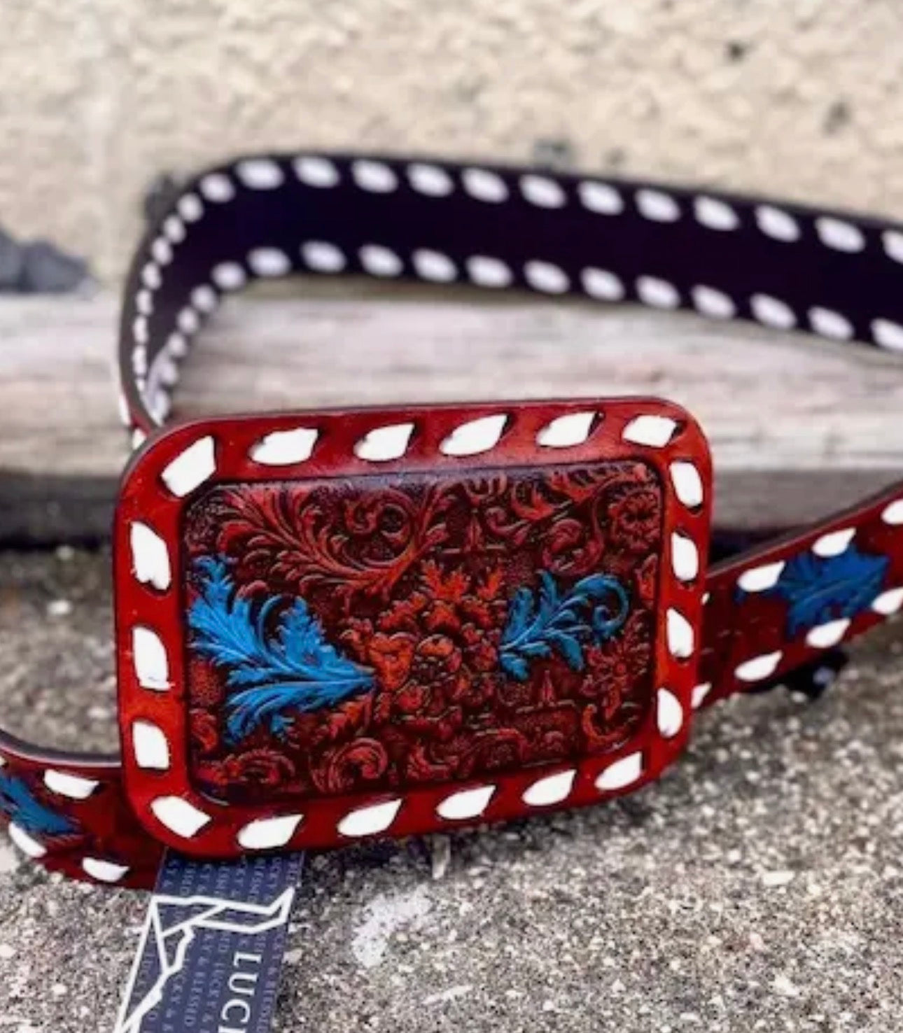 Red & Blue Leather Belt