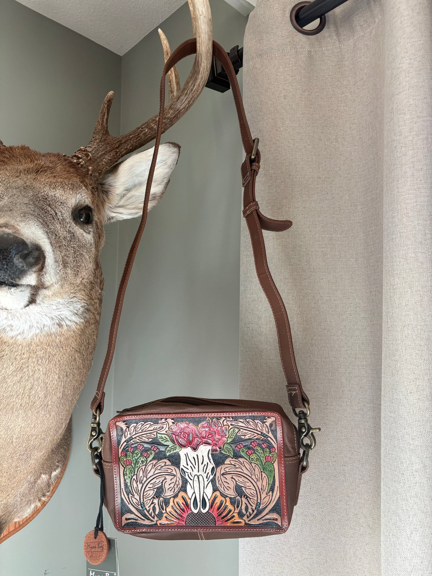 Winds of a Rose Hand-Tooled Bag