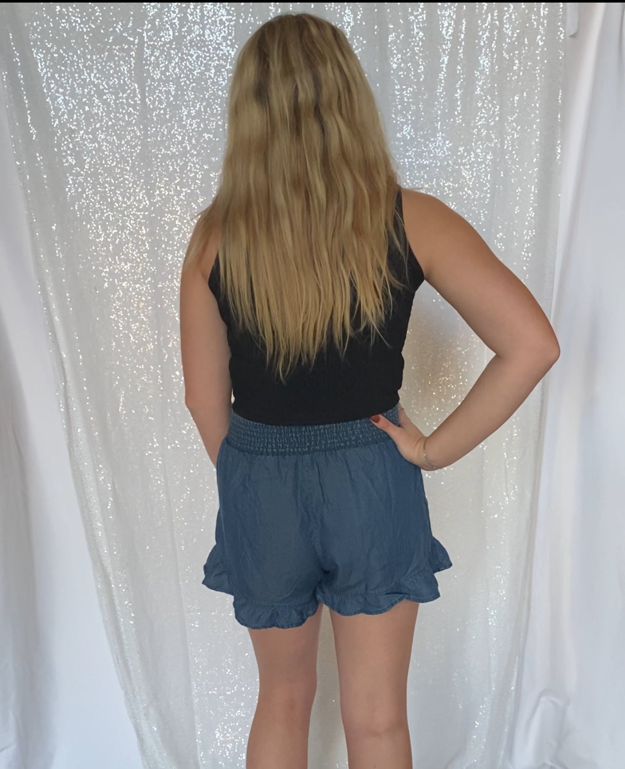 Soft Denim Ruffle Shorts