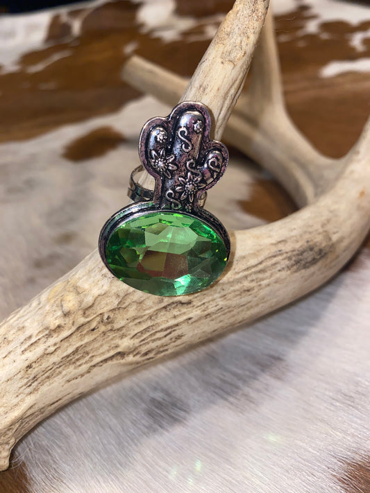 Green Cactus Cuff Ring