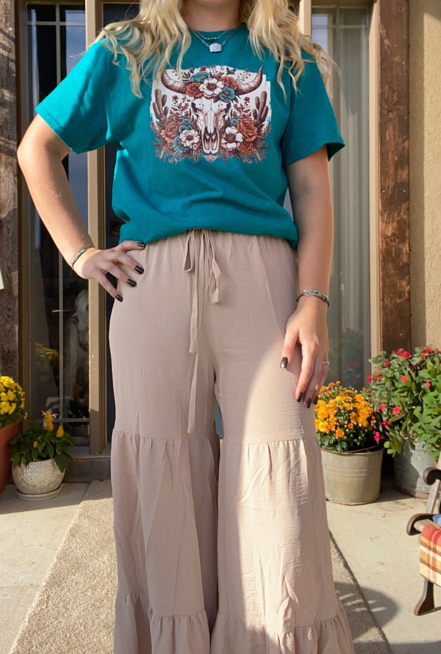 Tan Wide Legged Flare Pants