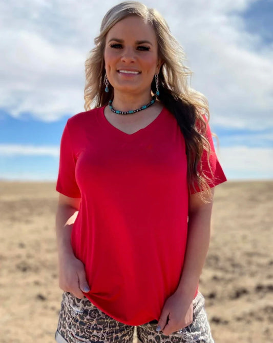 Red Simple Sterling Top
