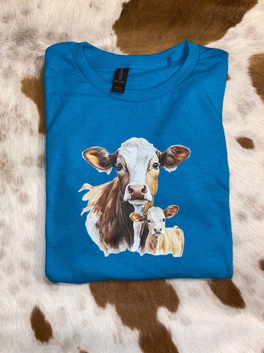 Turquoise Cow T-Shirt