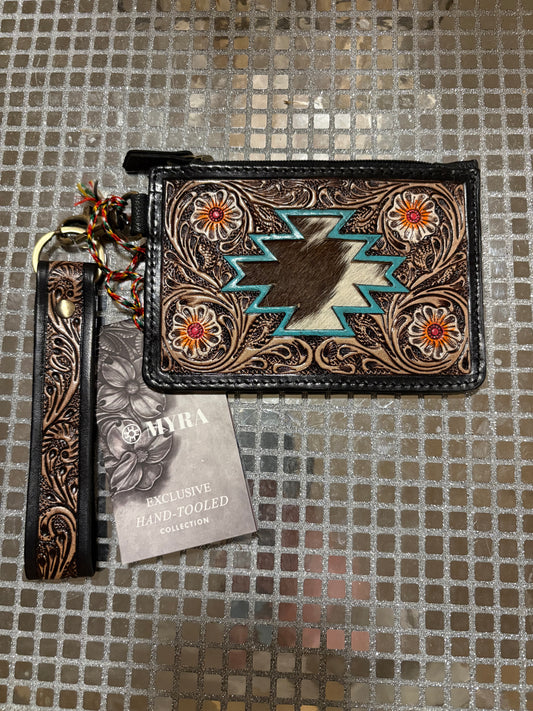Cowhide Aztec Credit Card Holder