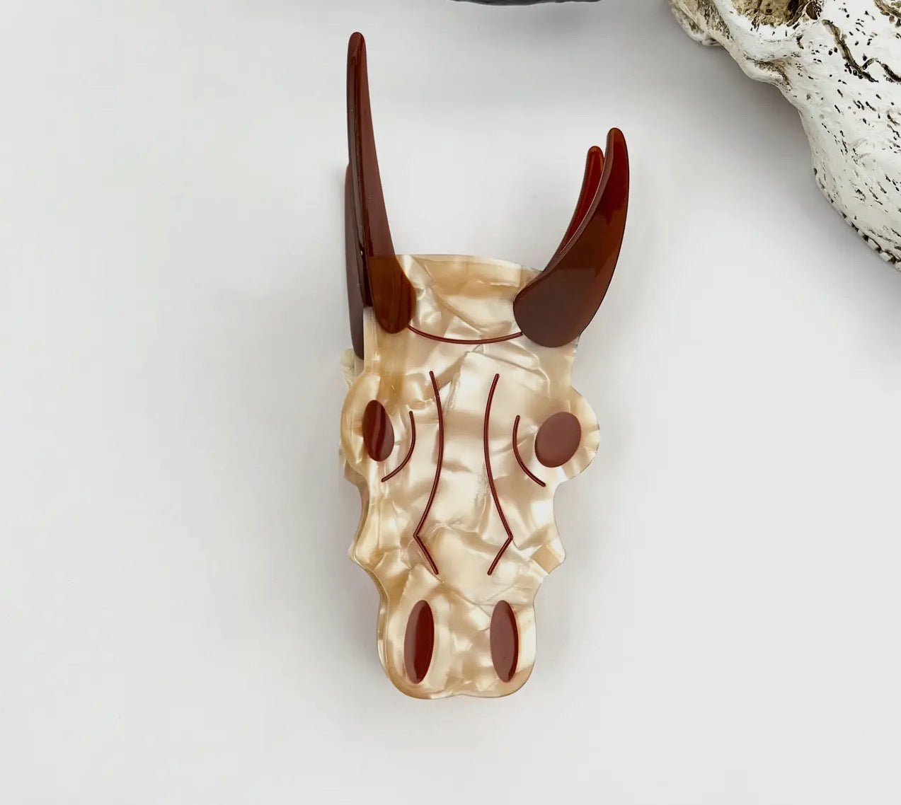 Tan Longhorn Claw Clip