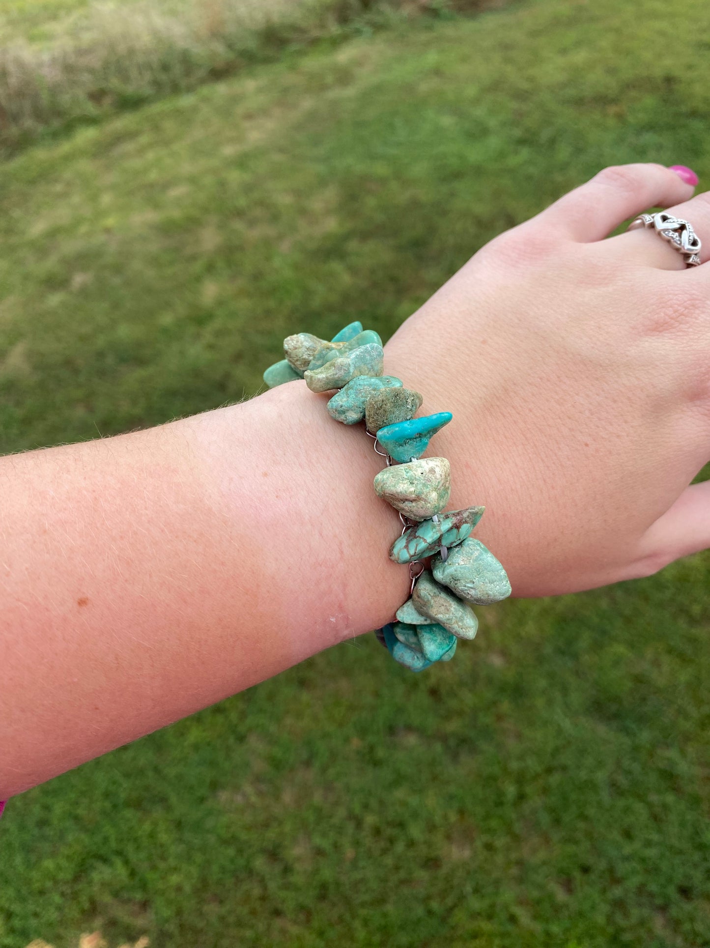 Stretchy Natural Turquoise Bracelet