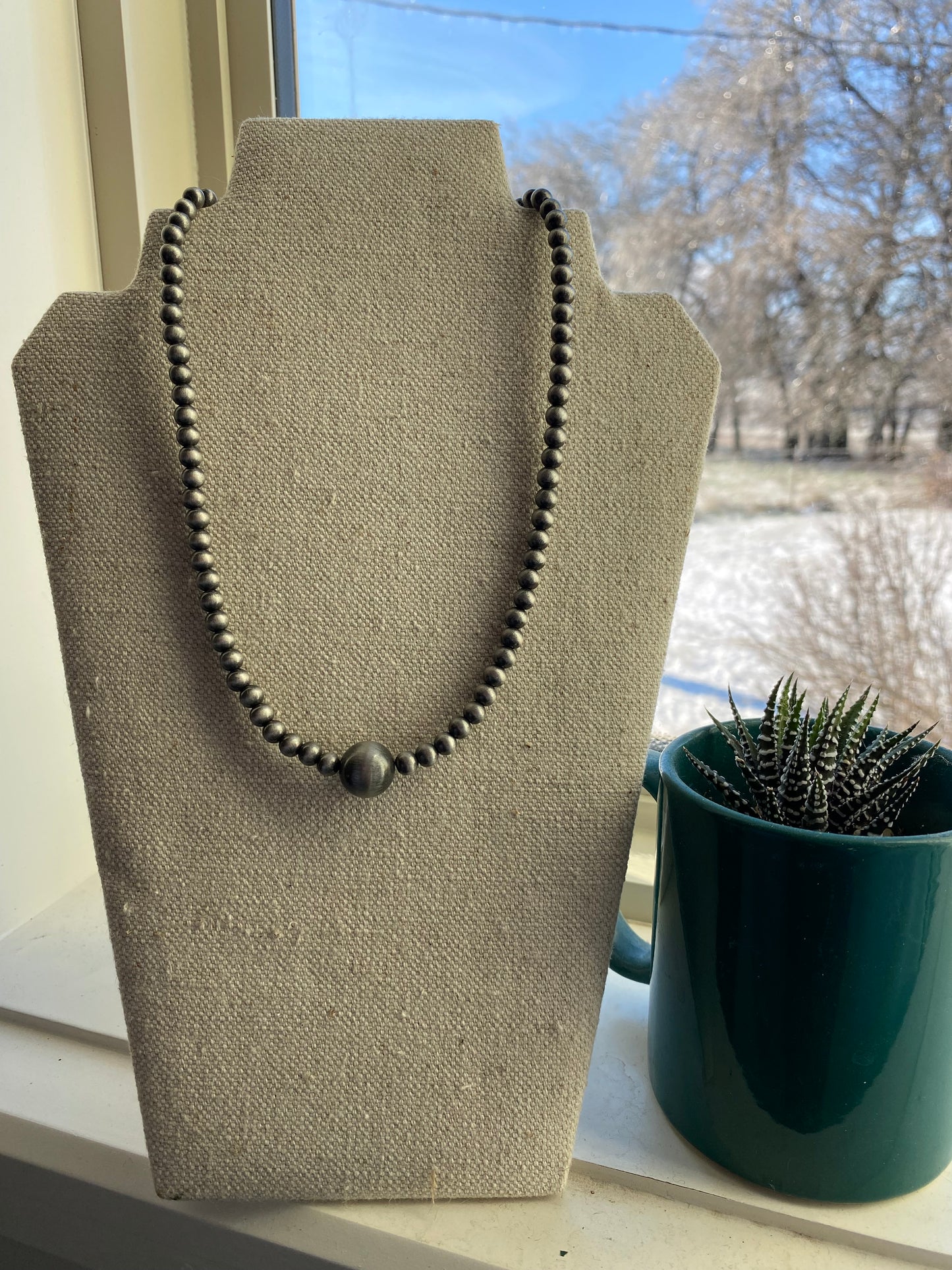 Big Navajo Pearl Bead Necklace