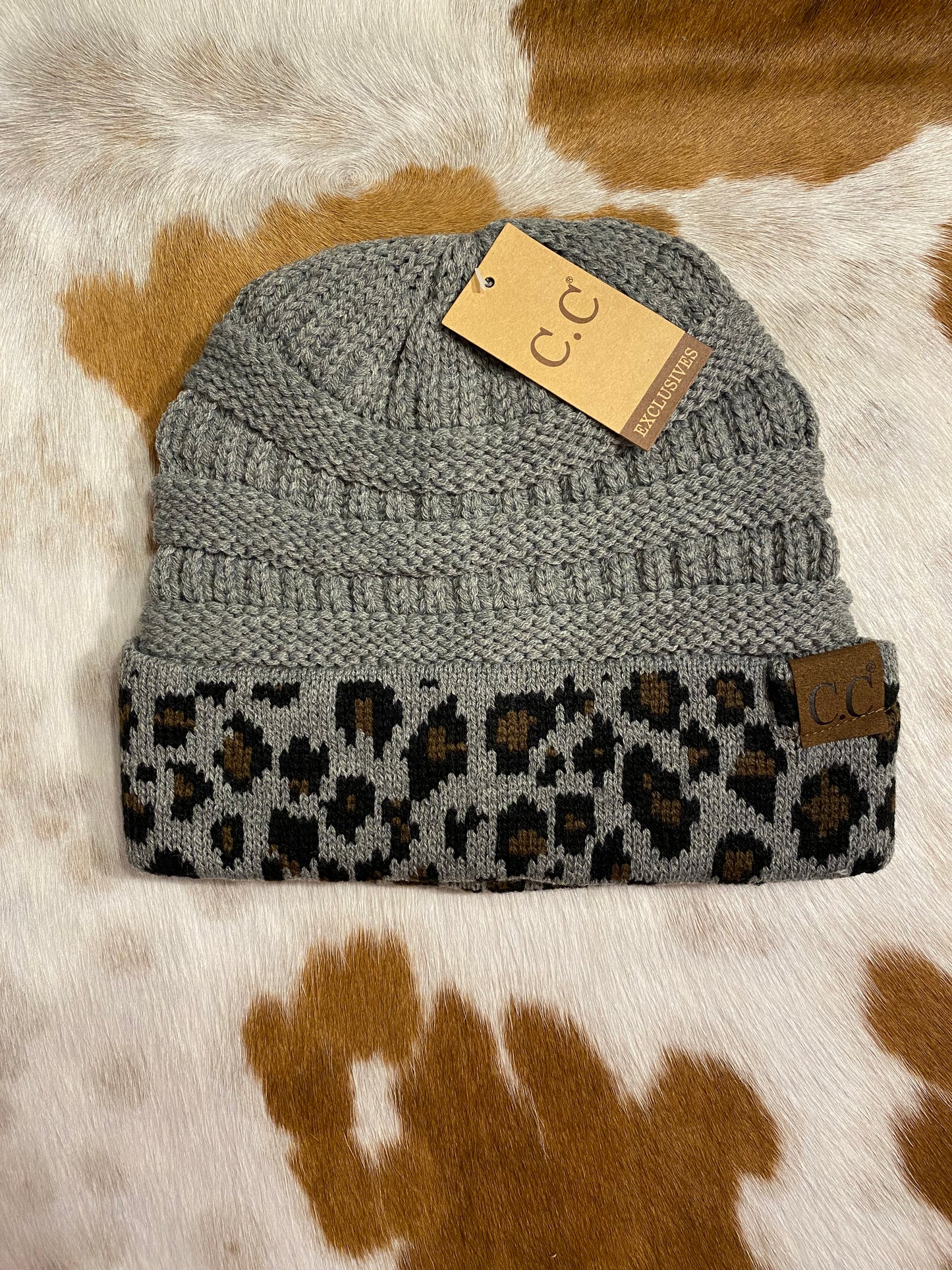 Grey Cheetah Beanie