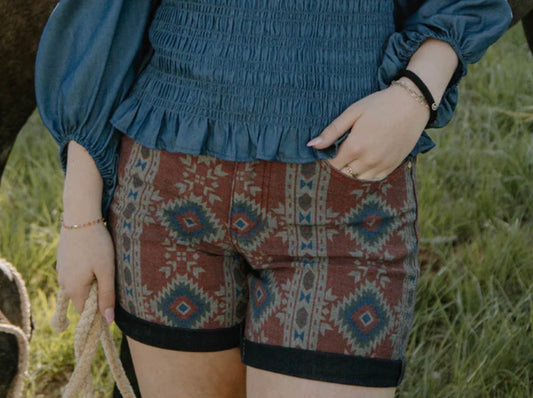 Aztec Jean Shorts