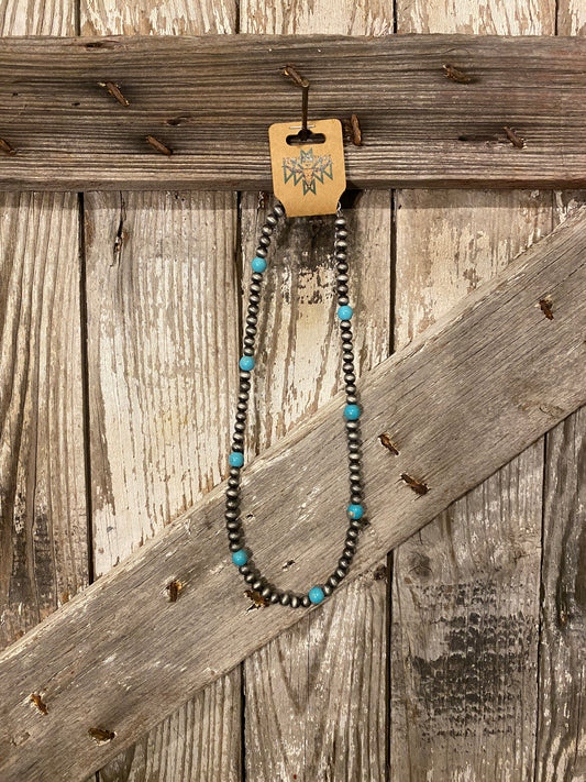 Turquoise and Navajo pearl necklace