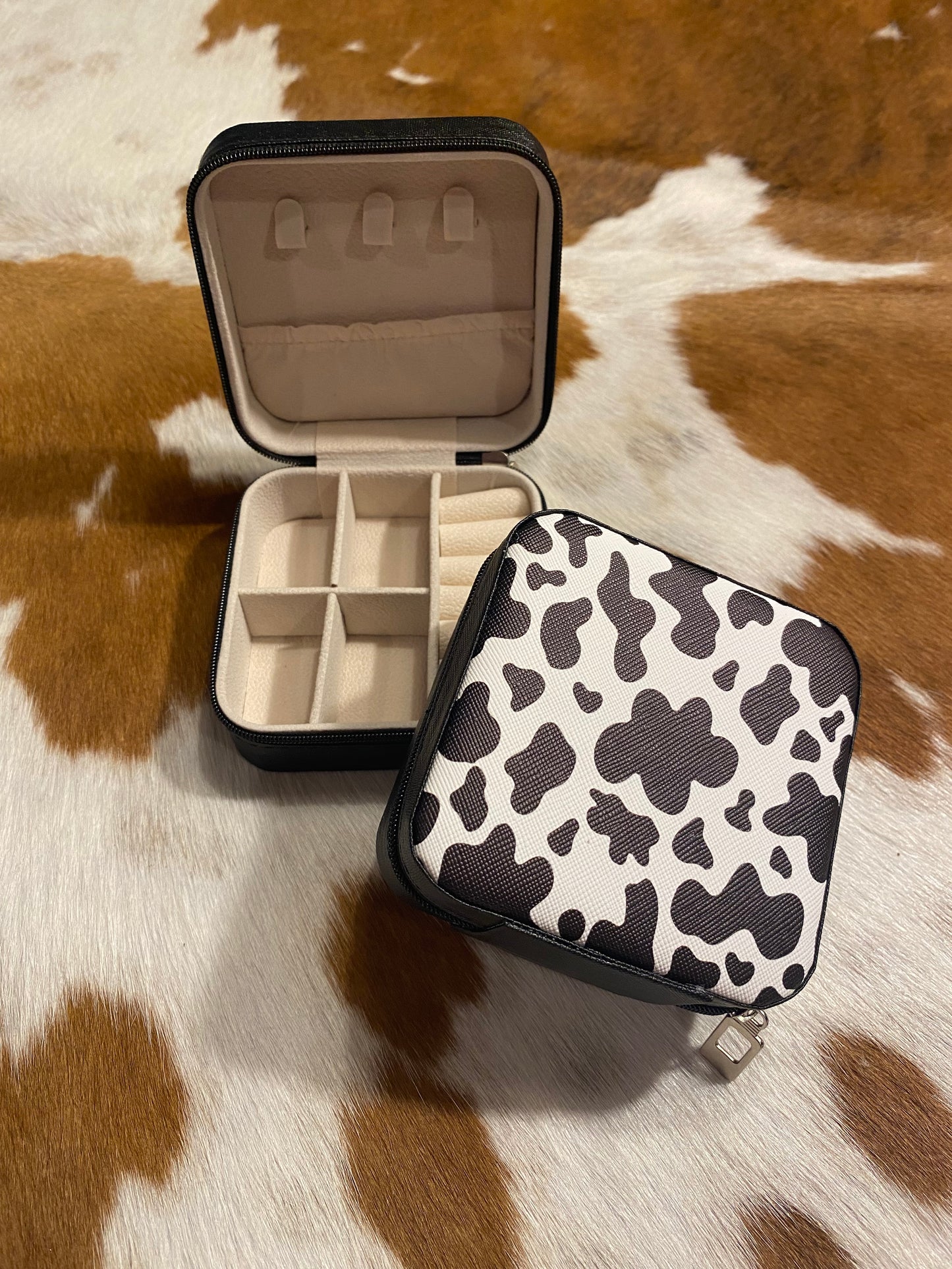 Cassie Cow Print Jewelry Box