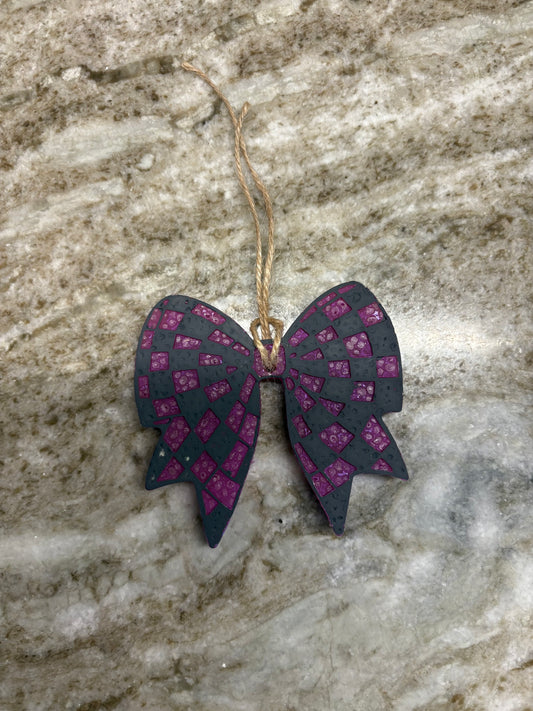 Purple checkered bow