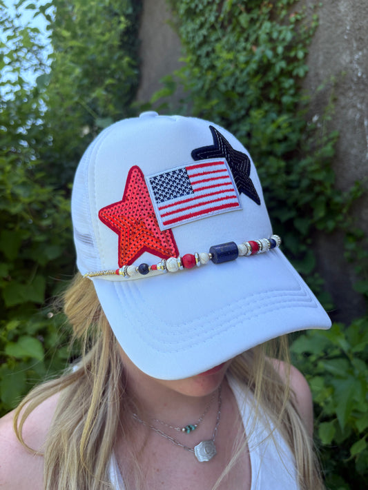 White Patriotic Hat