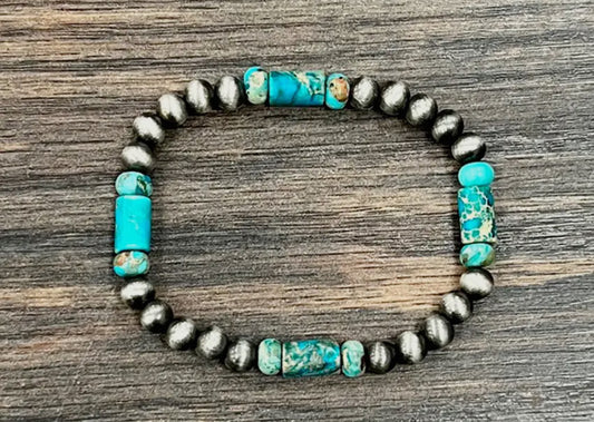 Navajo Bead & Turquoise Bracelet