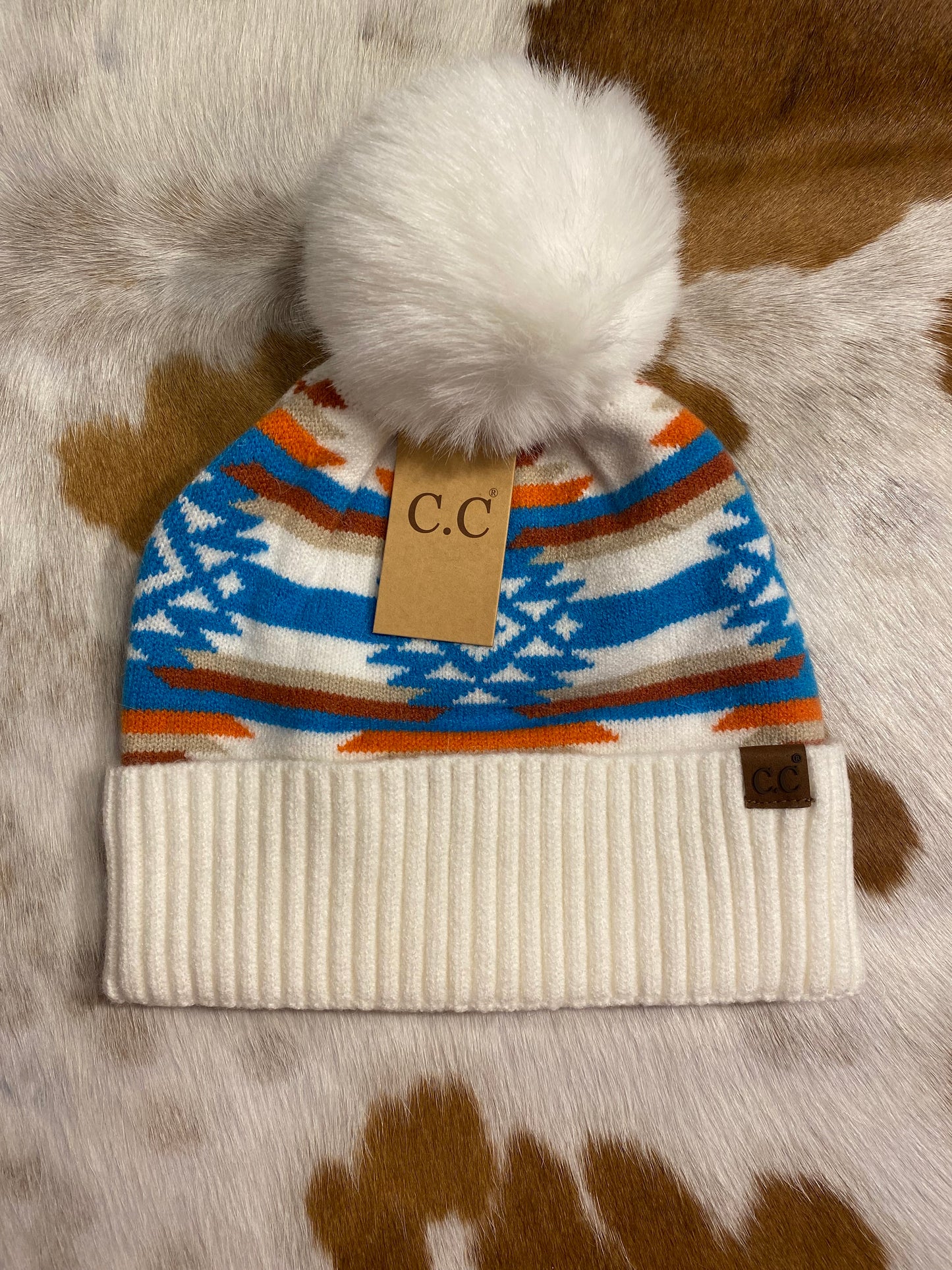 Turquoise & Orange C.C Beanie