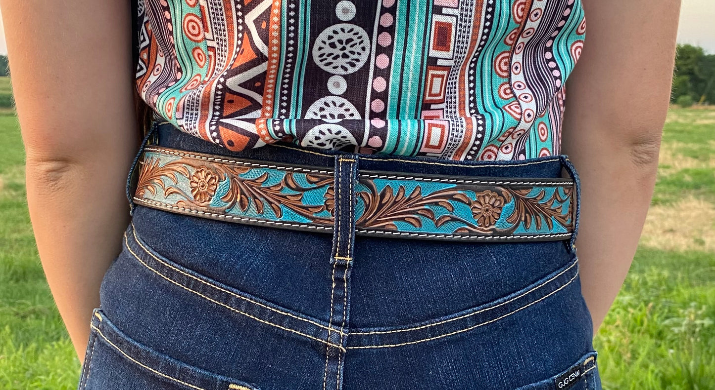 Turquoise Leather Belt