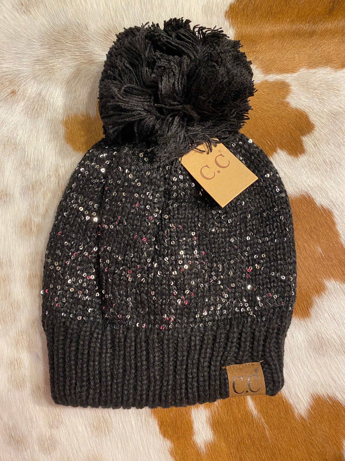 Black Glitter C.C beanie