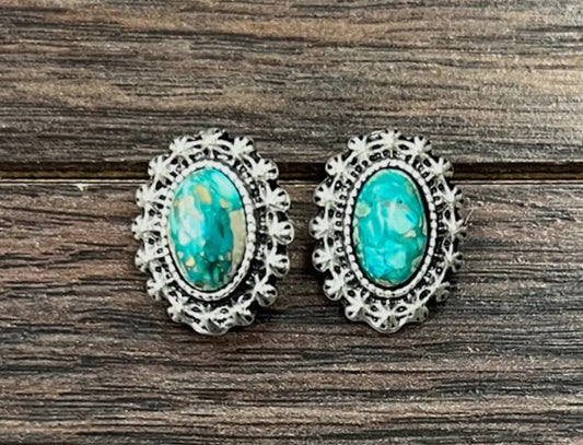 Oval Gemstone Earrings