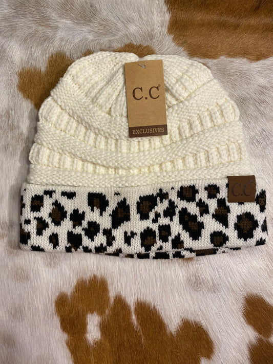 Ivory Cheetah Beanie