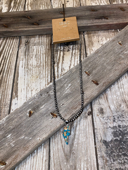 Rust & Turquoise Lighting Bolt Necklace