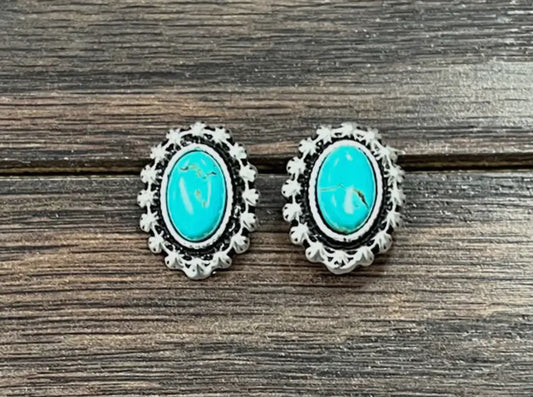 Oval Turquoise Earrings