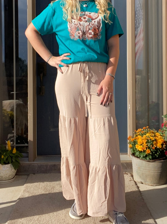 Tan Wide Legged Flare Pants