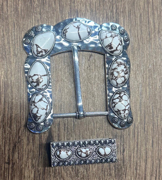 White buffalo belt buckle