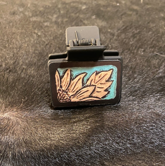 Teal Flower Claw Clip