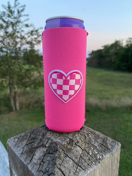 Checkered Heart Koozie