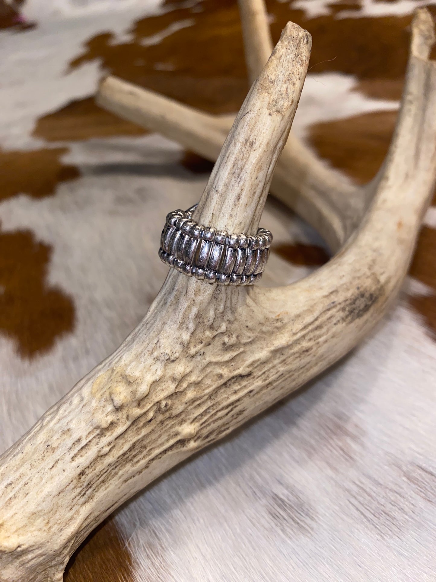 Blue Checkered Spade Stretch Ring