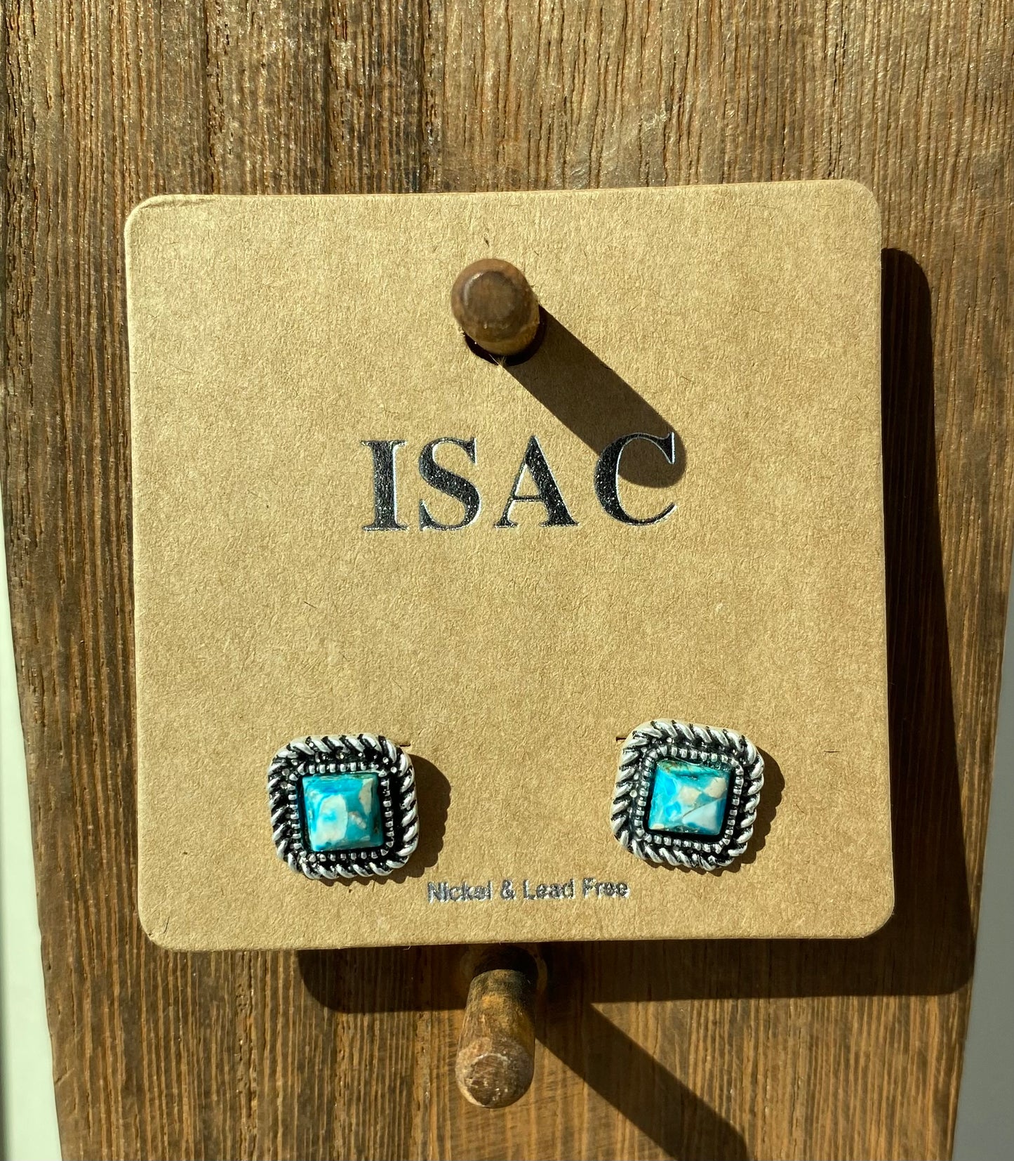 Square Gemstone Stud Earrings