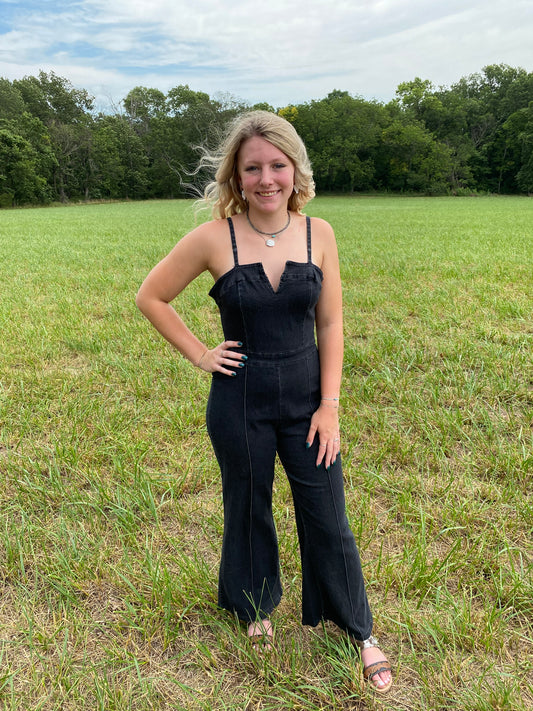 Black Denim Jumpsuit