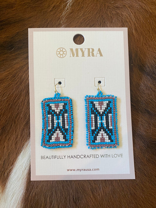 Turquoise & Brown Beaded Earrings