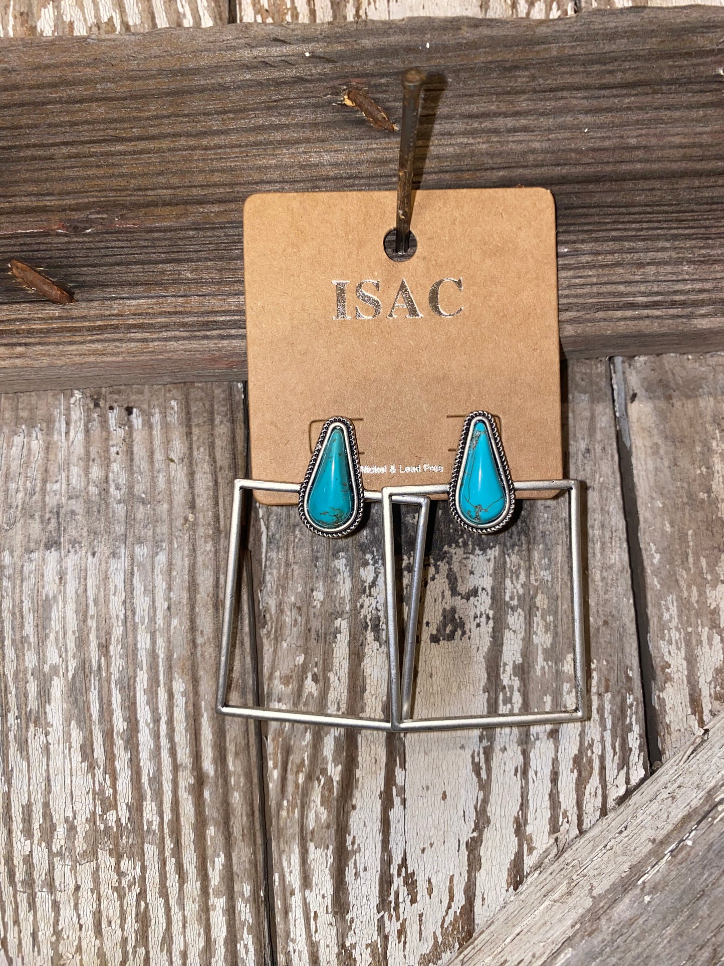 Turquoise Rectangle Stud Earrings