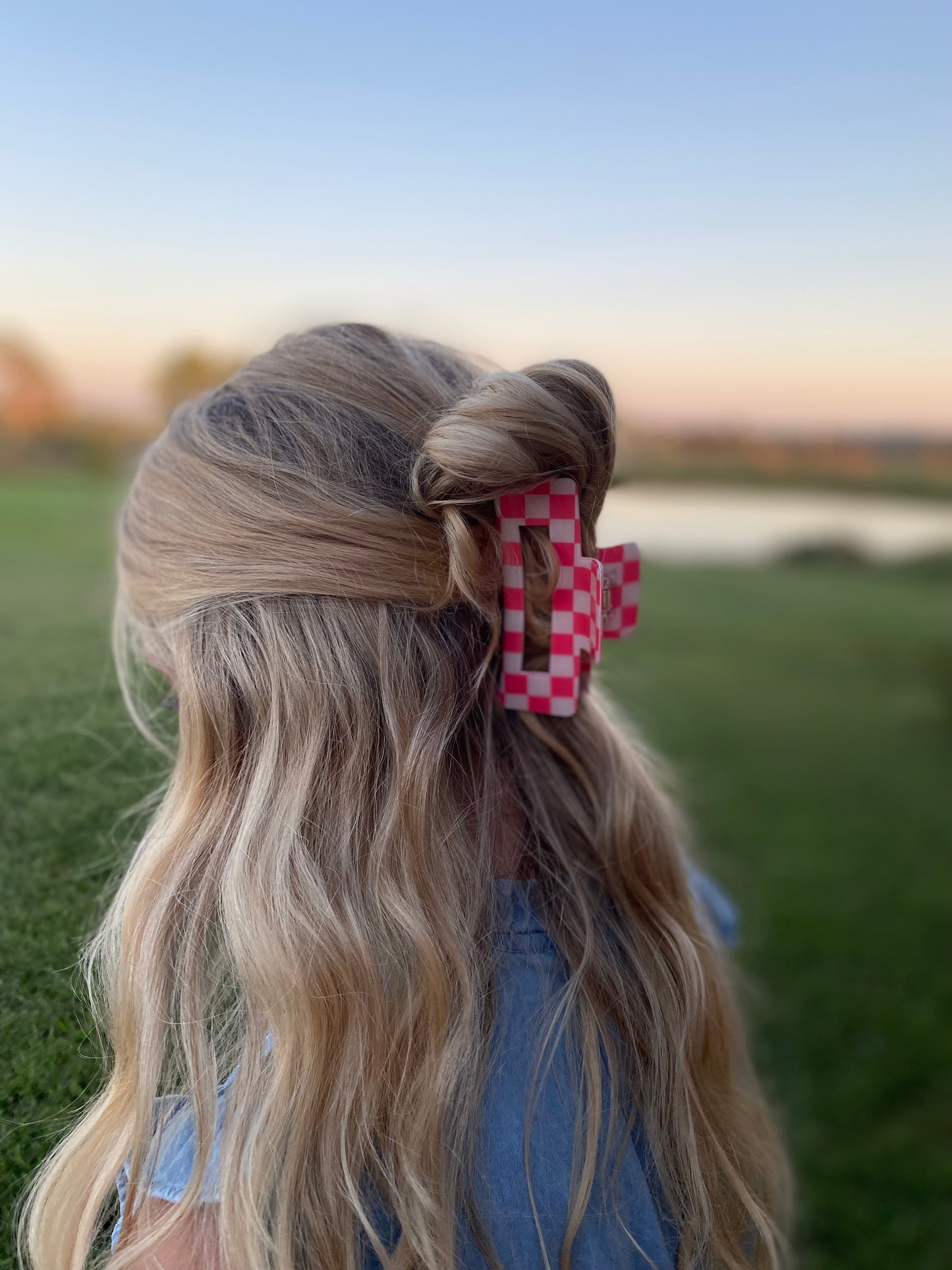 Pink Checkered Clip