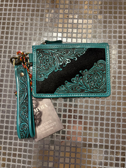 Turquoise Cowhide Credit Card Holder
