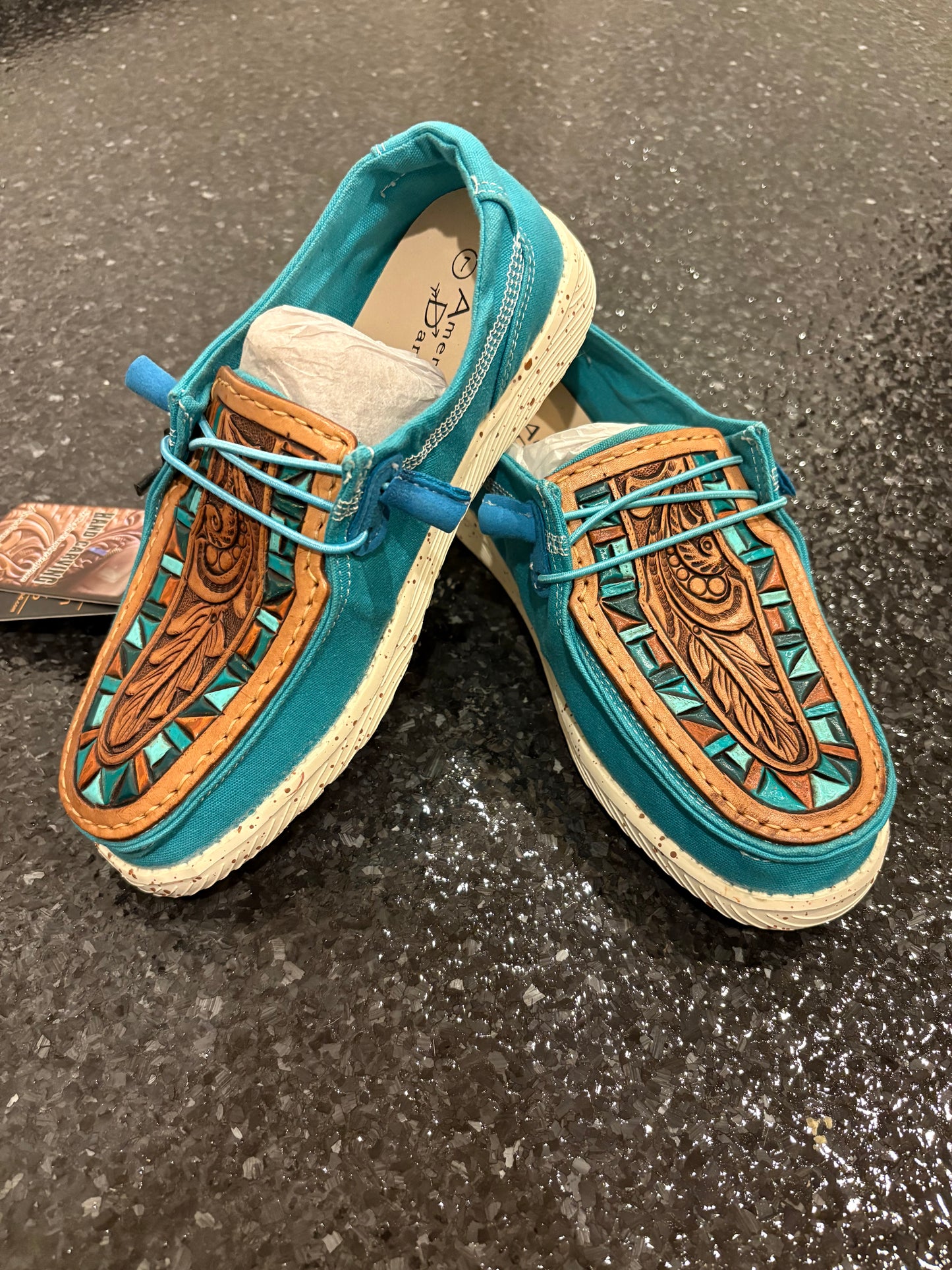 Turquoise Genuine Leather Shoes