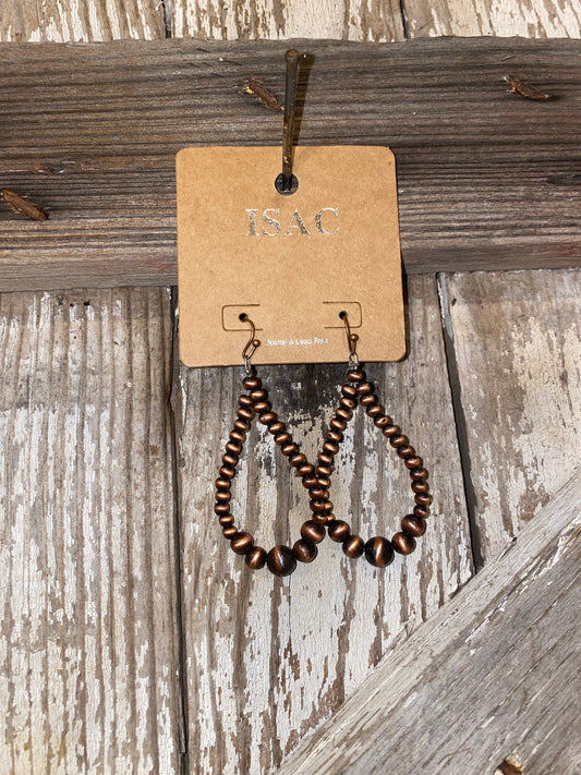 Copper Teardrop Navajo Bead Earrings