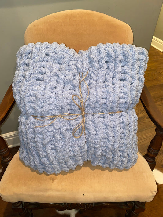 Baby Blue Chunky Knit Blanket