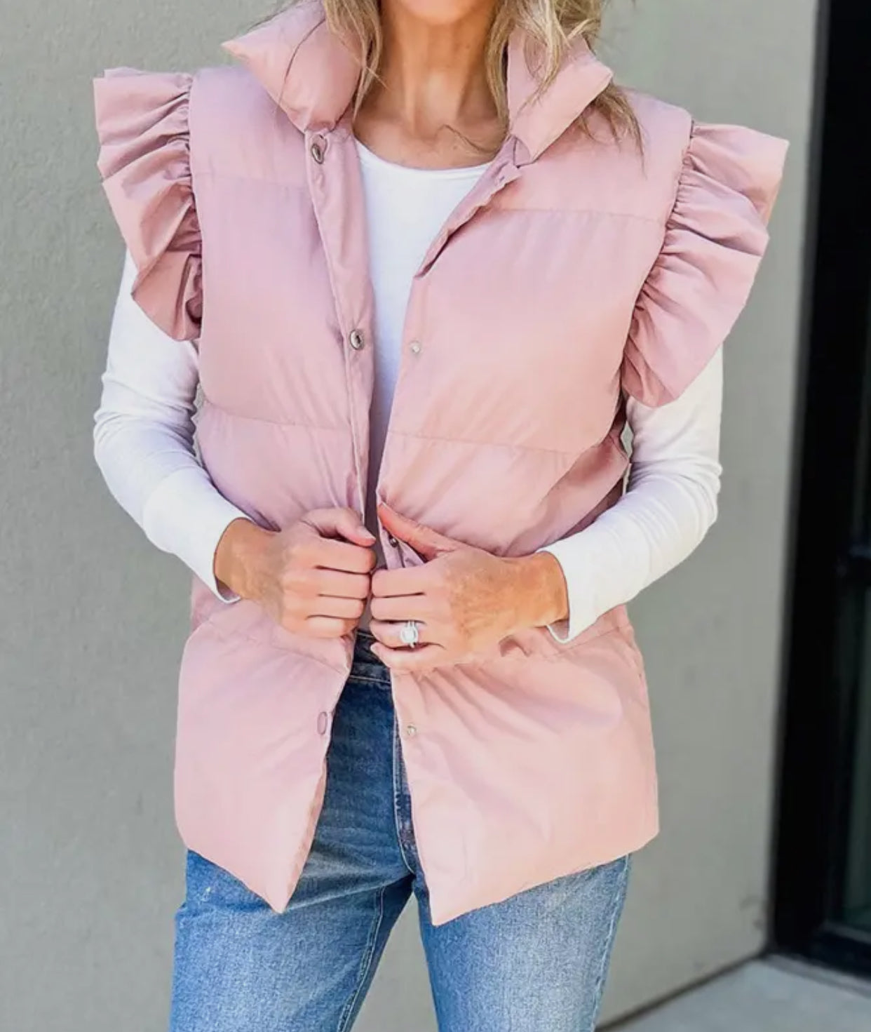 Pink Ruffle Puff Vest